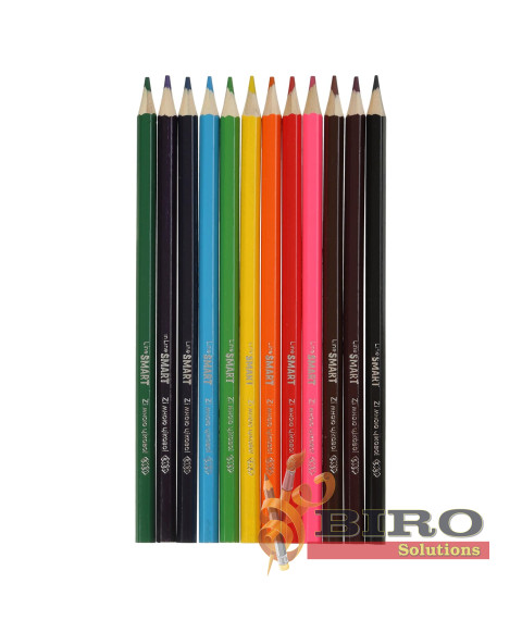 Creioane colorate 12 culori, din lemn, SMART Line